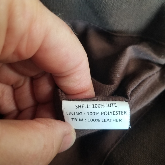 Kilim style jute bag with leather handles no brand - Picture 10 of 11